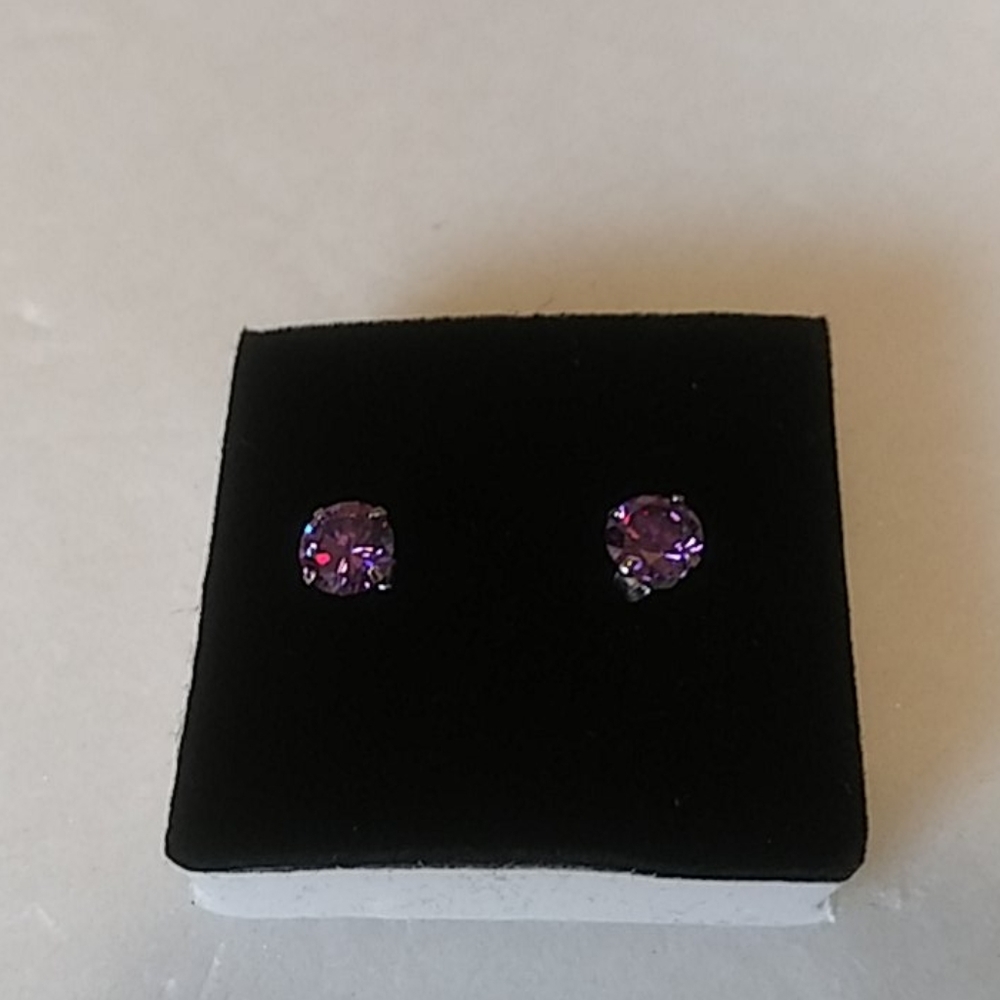 Purple Stone Earrings - Picture 2 of 3